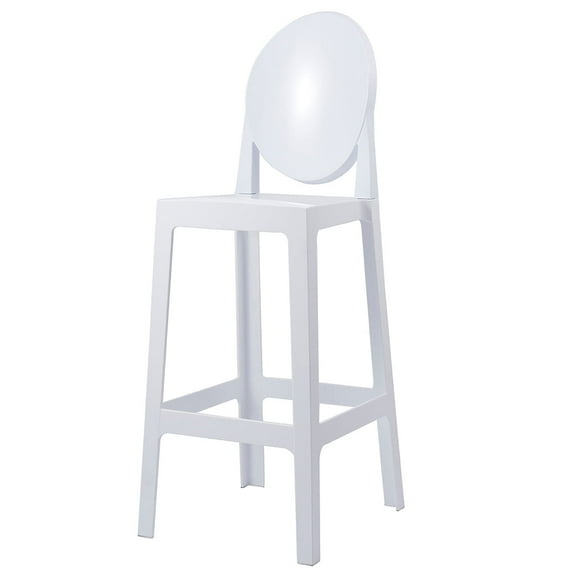2xhome 30" Seat Height White Contemporary Modern Glam Barstool Modern Side Chair Molded Plastic Bar Stool Counter Stool Accent Lounge No Arms Kitchen With Back, Set of 1, 1 piece