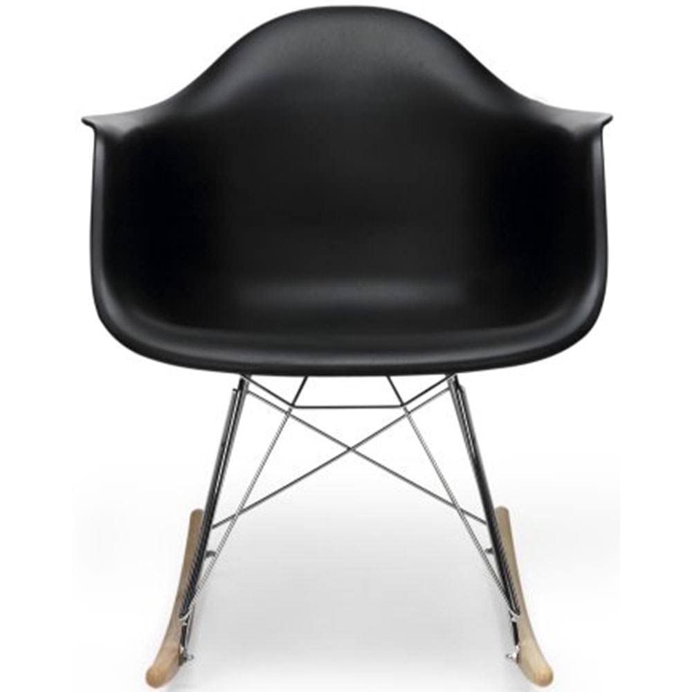2xhome Black Mid Century Molded Shell Designer Plastic Rocking Chair Armchair Arm Chair Patio Lounge Garden Nursery Living Room Rocker Replica Decor DSW Chrome Eiffel, Set of 1, 1 piece