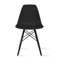 thumbnail image 1 of 2xhome Black Mid Country Modern Molded Shell Designer Plastic Chair Side No Arms Wheels Armless Dark Wood Wooden Eiffel for Dining Room Bedroom Kitchen Accent Office DSW Desk, Set of 1, 1 piece, 1 of 7