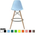 thumbnail image 1 of 2xhome - Blue - 28" Seat Height Modern Plastic Style Bar Stool Barstool Counter Stools with backs and armless Natural Legs Wood Eiffel Legs Dowel-Leg, Set of 1, 1 piece, 1 of 5