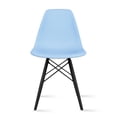 thumbnail image 1 of 2xhome Blue Mid Country Modern Molded Shell Designer Plastic Chair Side No Arms Wheels Armless Dark Wood Wooden Eiffel for Dining Room Bedroom Kitchen Accent Office DSW Comfortable Desk, 1 of 8