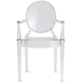 thumbnail image 1 of 2xhome Clear Modern Contemporary Ghost Chair With Arms Molded Acrylic Plastic Mirrored Furniture Dining Retro For Writing Desk Dining Living Bedroom Outdoor Office Table Vanity, Set of 1, 1 piece, 1 of 8