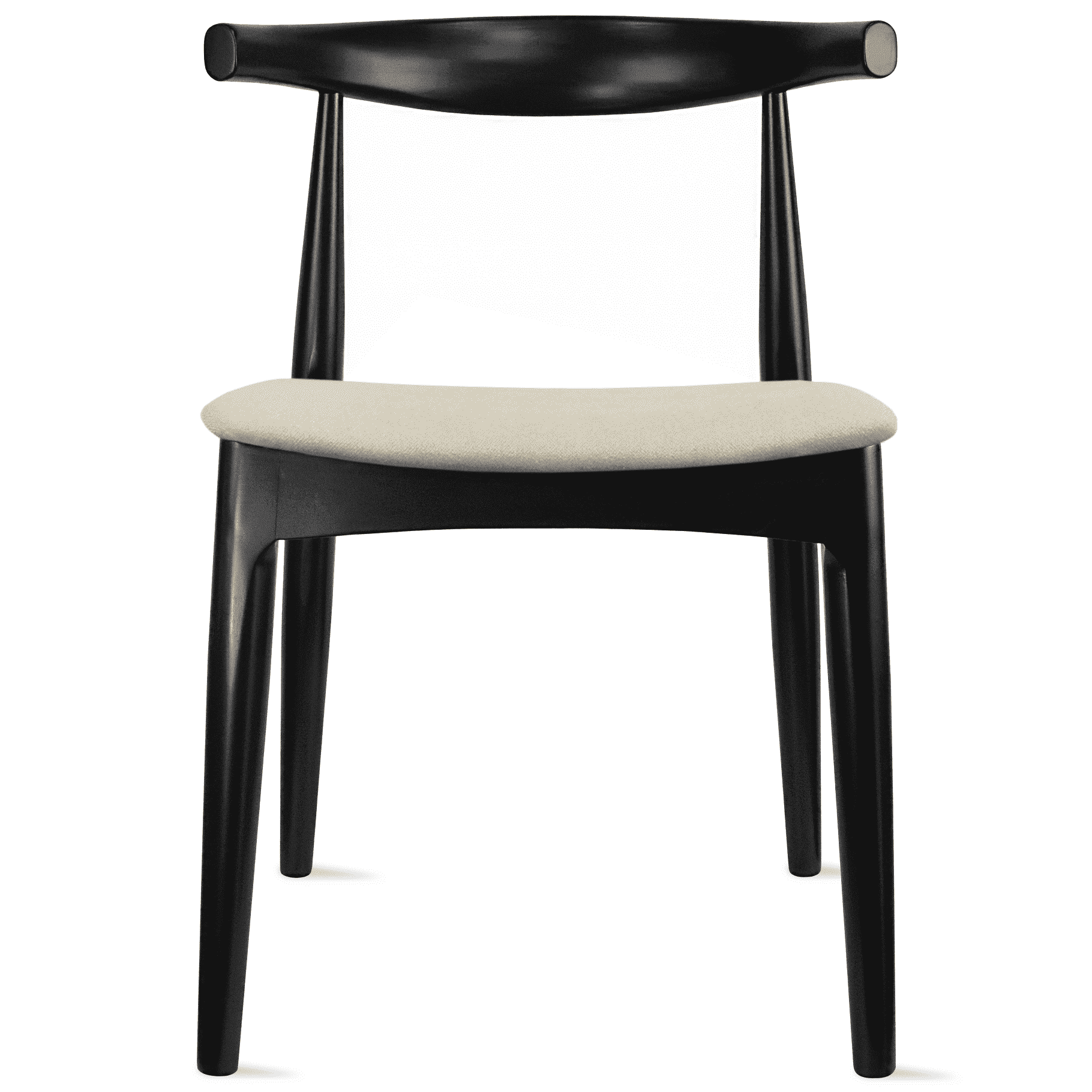 2xhome Contemporary Farmhouse Real Solid Wood Cloth Cushion Seat Dining Chair, Elbow Side Chair (Black-Beige Seat), Set of 1, 1 piece