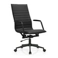 thumbnail image 1 of 2xhome Designer Boss PU Leather with Arms wheels Swivel Tilt Adjustable Executive Mid Century Office Chair High Back Ribbed Modern Work Task Computer Black Desk Chair on Black Base, Set of 1, 1 piece, 1 of 14