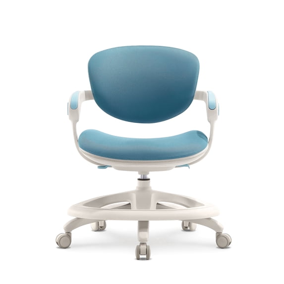 2xhome Ergonomic Kids Desk Chair with Rotating Footrest | Growing Office Chair with Adjustable Seat and Lumbar Support| Locking Casters|Removable Washable Upholstery, Blue, Set of 1, 1 piece