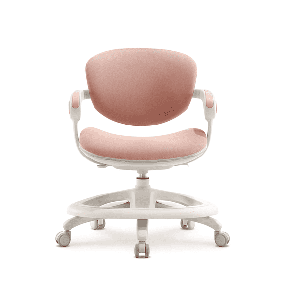 2xhome Ergonomic Kids Desk Chair with Rotating Footrest|Growing Office Chair with Adjustable Seat and Lumbar Support Back Height|Locking Casters|Removable Washable Upholstery, Pink, Set of 1, 1 piece