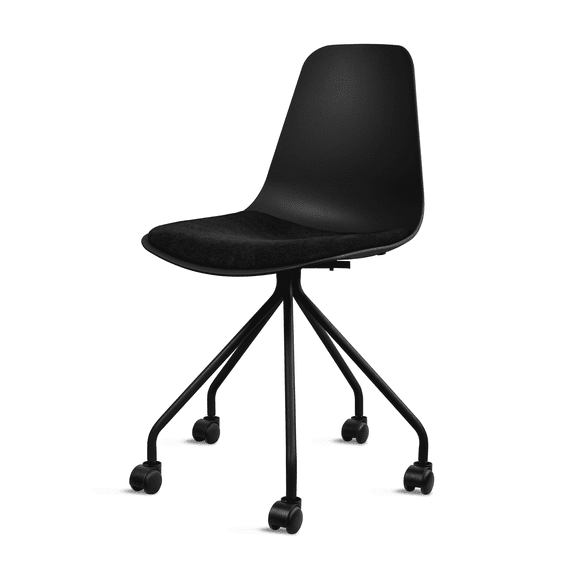 2xhome Ergonomic Office Armless Task Chairs with Wheels Plastic Fabric Padded Seat Curved Round Metal Wire Legs for Computer, Set of 1, 1 piece