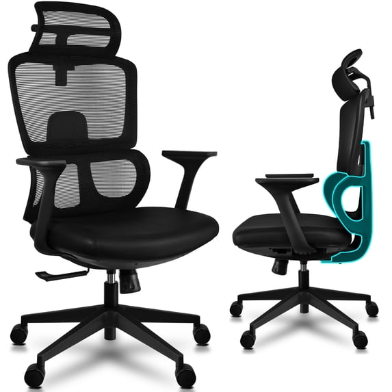 2xhome Ergonomic Office Chair With Lumbar Support, Adjustable Executive Desk Armchair with Tall Back Mesh & Headrest, Set of 1, 1 piece