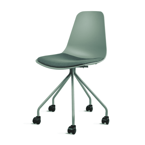2xhome Ergonomic Office Task Chairs with Wheels Plastic Fabric Padded Seat Curved Round Metal Wire Legs for Conference Room, Set of 1, 1 piece