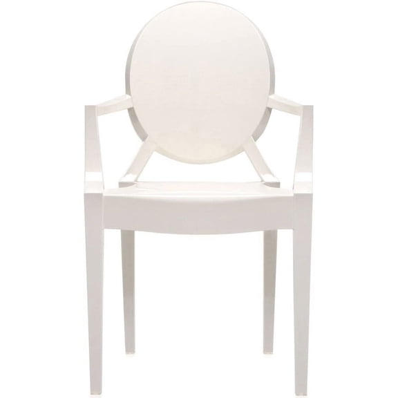 2xhome Ghost Arm Side Chair, White, Single, Set of 1