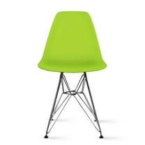 2xhome Green Desk Chair Mid Century Modern Industrial Contemporary Plastic Molded Shell Assembled Chair Chrome Base, Set of 1, 1 piece