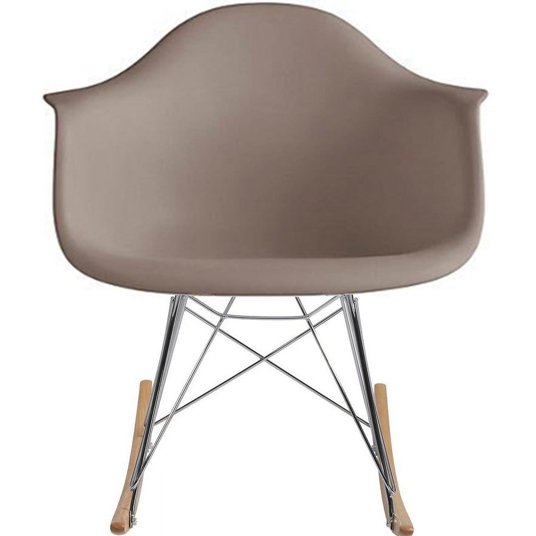 2xhome Grey Mid Century Molded Shell Designer Plastic Rocking Chair Armchair Arm Chair Patio Lounge Garden Nursery Living Room Rocker Replica Decor DSW Chrome Eiffel, Set of 1, 1 piece