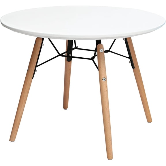 2xhome Kids Size White Round Circle Activity Table with Eiffel Dowel Leg (Round White), Single, Set of 1