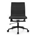 thumbnail image 1 of 2xhome - Mid Back Height Modern Home Office Chair, Ribbed PU Leather Seat with Swivel Tilt Adjustable Ergonomic Computer Desk Chair, Conference Chair, All Black, Set of 1, 1 piece, 1 of 13