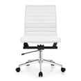 thumbnail image 1 of 2xhome - Mid Back Height Modern Home Office Chair, Ribbed PU Leather Seat with Swivel Tilt Adjustable Ergonomic Computer Desk Chair, Conference Chair, White, Set of 1, 1 piece, 1 of 13