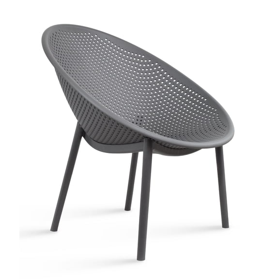 2xhome Contemporary Transitional Weather-Resistant Plastic Indoor Outdoor Side Chairs, Egg-Shaped Accent Lounge Chairs with Perforated Seat Design for Patio, Balcony, Living Room, Sunroom