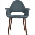 thumbnail image 1 of (Retired) 2xhome Mid Century Modern Upholstered Fabric Organic Accent Living Room Dining Arm Chair with Dark Natural Wooden Legs, Dark Navy Blue, Set of 1, 1 piece, 1 of 8