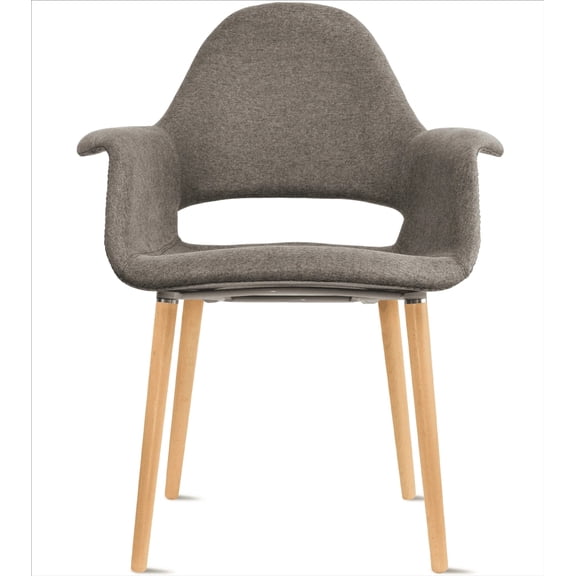 2xhome Mid Century Modern Upholstered Fabric Organic Accent Living Room Dining Arm Chair with Natural Wooden Legs, Charcoal, Set of 1, 1 piece
