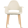 thumbnail image 1 of 2xhome Mid Century Modern Upholstered Fabric Organic Accent Living Room Dining Arm Chair with Natural Wooden Legs, Off White Cream, Set of 1, 1 piece, 1 of 8