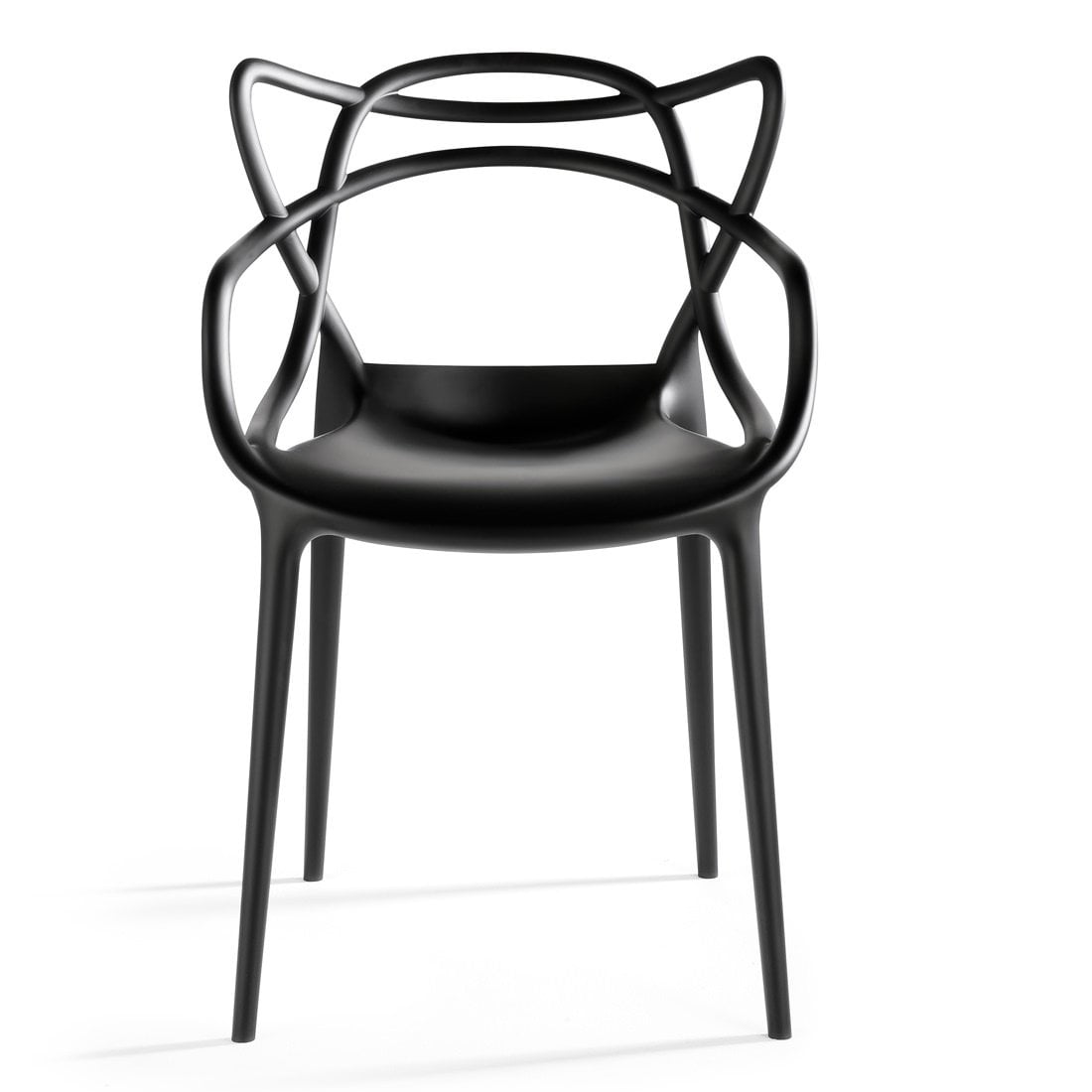 Black Molded Plastic Modern Dining Chair with Elbow Design