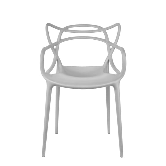 2xhome Modern Contemporary Designer Dining Chair Molded Plastic Indoor Outdoor Patio Elbow Chair, Gray, Set of 1, 1 piece