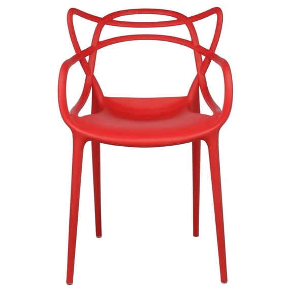 2xhome Eclectic Retro Pop Art Plastic Dining Arm Chair, Stackable Indoor Outdoor Patio Side Chair, Weather-Resistant Seating for Kitchen, Restaurant, Balcony, Porch, Yard, Red