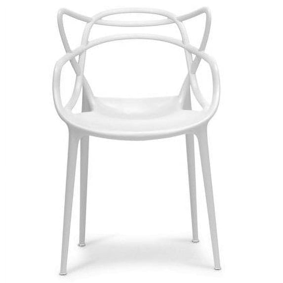 2xhome Scandinavian Minimalist Modern Farmhouse Plastic Dining Arm Chair, Stackable Indoor Outdoor Patio Side Chair, Weather-Resistant Seating for Kitchen, Restaurant, Balcony, Porch, Yard, White