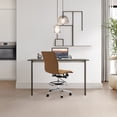 thumbnail image 1 of 2xhome Modern Drafting Chair | Upholstered PU Leather Ribbed Armless Mid Back with Tall Adjustable Base & Leg Rest | Tilt Lock, Swivel | Computer, Home, Executive, Conference (Tan), Set of 1, 1 piece, 1 of 12