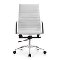 thumbnail image 1 of 2xhome Modern High Back Office Desk Chair | Upholstered Ribbed PU Leather with Metal Frame | Adjustable Height, Tilt Lock | Computer Armchair for Home, Executive, Conference, Meetings (White), 1 of 13
