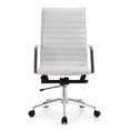 thumbnail image 1 of 2xhome Modern High Back Office Desk Chair | Upholstered Ribbed PU Leather with Metal Frame | Adjustable Height, Tilt Lock | Computer Armchair for Home, Executive, Conference, Meetings (White), 1 of 13
