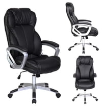 2xhome Modern High Back Tall Ribbed PU Leather Swivel Tilt Adjustable Chair Designer Boss Executive Management Manager Office Conference Room Work Task Computer
