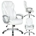thumbnail image 1 of 2xhome Modern High Back White Deluxe Professional PU Leather Big Tall Ergonomic Office High Back Chair Manager Task Conference Executive Swivel Tilt Padded Arms, Set of 1, 1 piece, 1 of 7