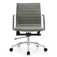 thumbnail image 1 of 2xhome Modern Office Desk Chair | PU Leather Ribbed Back | Adjustable Height, Tilt Lock, Gray, Set of 1, 1 piece, 1 of 14