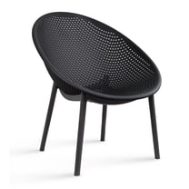 2xhome Modern Patio Chairs, Oval Acepulco With Dots Round Shape Contemporary Plastic Armless Dining Accent Chairs for Kitchen Living Room or Outdoor, Set of 1, 1 piece