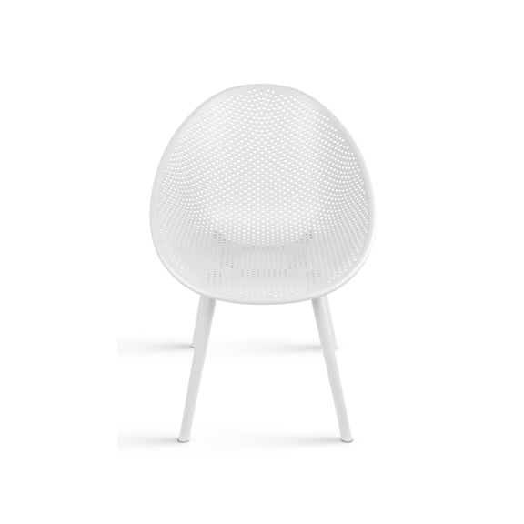 2xhome Modern Perforated Egg-Shaped Dining Accent Chairs, Breathable Polka Dot Bowl Pod Pattern for Indoor or Outdoor Use, White, Set of 1, 1 piece
