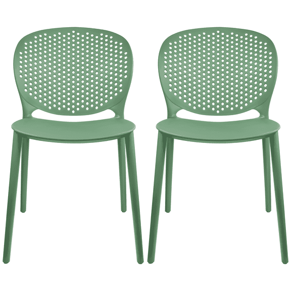 2xhome Set of 2 Modern Pool Patio Chairs, Contemporary Plastic Armless Dining Accent Side Chairs for Indoor or Outdoor Use, Green