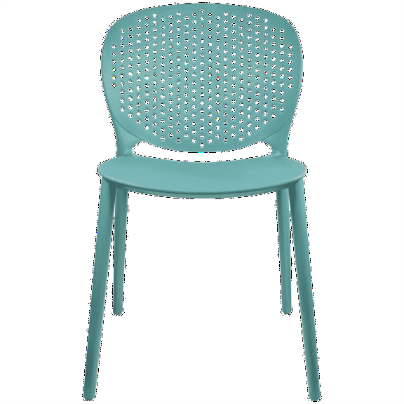 2xhome Modern Pool Patio Chair, Contemporary Plastic Armless Dining Accent Side Chair for Indoor or Outdoor Use, Teal, Set of 1, 1 piece