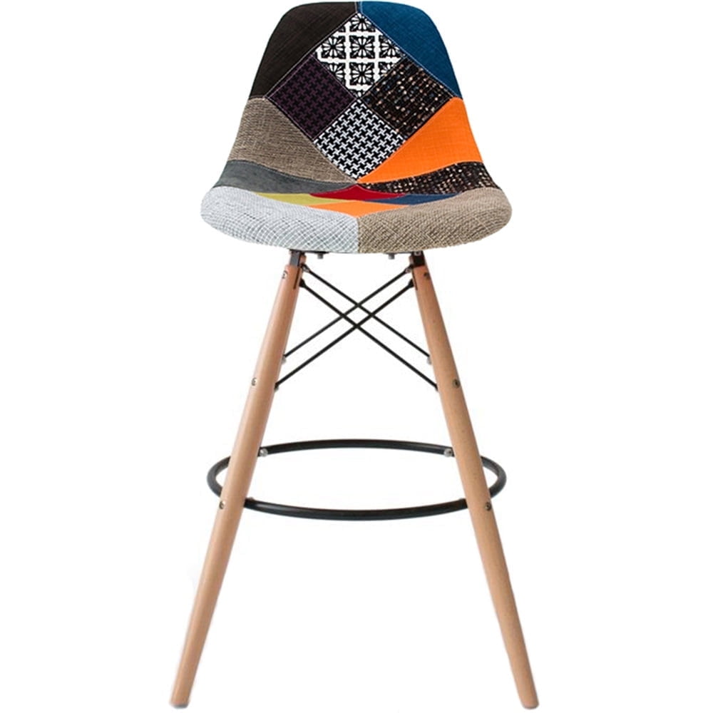 2xhome - Multicolor - 29" Seat Height Modern Upholstered Fabric Bar Stool Barstool Counter Stools with backs and armless Natural Legs Wood Eiffel Legs Dowel-Leg, Set of 1, 1 piece - Walmart.com