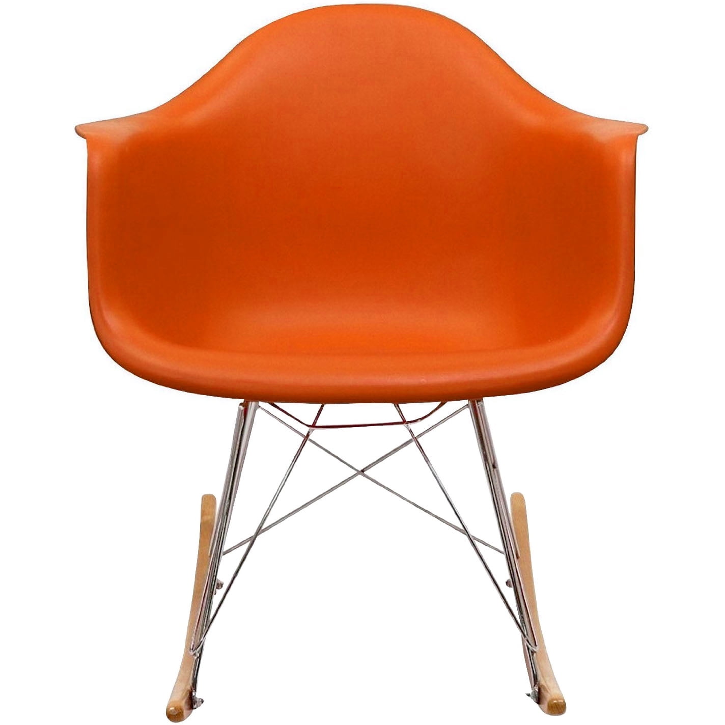 2xhome Orange Mid Century Modern Molded Shell Designer Plastic Rocking ...