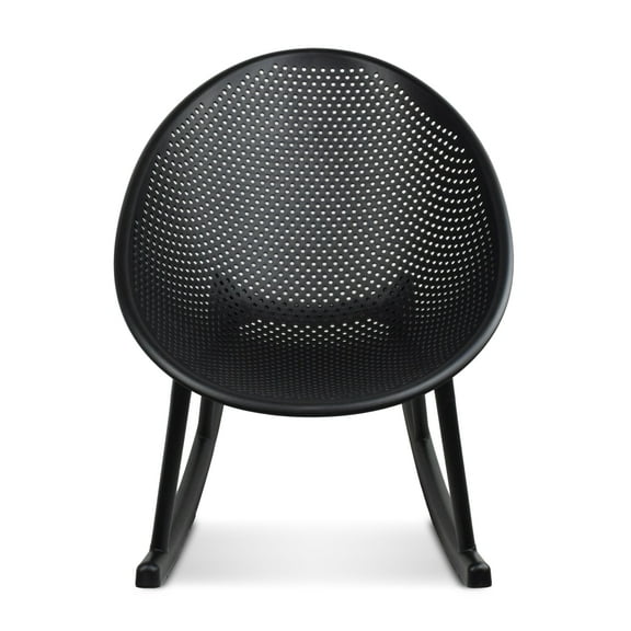 2xhome Patio Rocking Chair | Oval Egg Shaped Lounge Rocker | All Weather Plastic | Modern Accent Side Chair for Indoor or Outdoor Use, Black, Set of 1, 1 piece