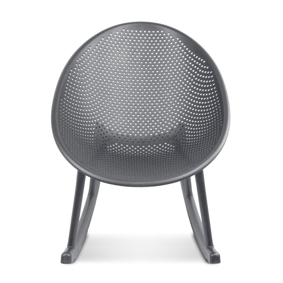 2xhome Contemporary Transitional Patio Rocking Chair, Egg-Shaped Lounge Rockers, All-Weather Plastic Indoor Outdoor Accent Chair with Breathable Perforated Design for Patio, Balcony, Sunroom
