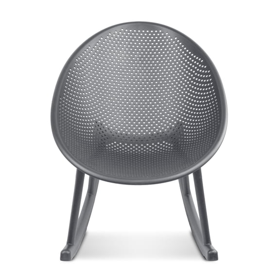 2xhome Contemporary Transitional Patio Rocking Chairs, Egg-Shaped Lounge Rockers, All-Weather Plastic Indoor Outdoor Accent Chairs with Breathable Perforated Design for Patio, Balcony, Sunroom