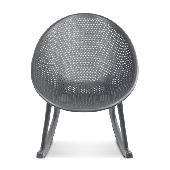 2xhome Contemporary Transitional Patio Rocking Chairs, Egg-Shaped Lounge Rockers, All-Weather Plastic Indoor Outdoor Accent Chairs with Breathable Perforated Design for Patio, Balcony, Sunroom
