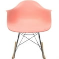 thumbnail image 1 of 2xhome Pink Mid Century Modern Molded Shell Designer Plastic Rocking Chair Armchair Arm Chair Patio Lounge Garden Nursery Living Room Rocker Decor Furniture DSW Chrome Eiffel, Set of 1, 1 piece, 1 of 2