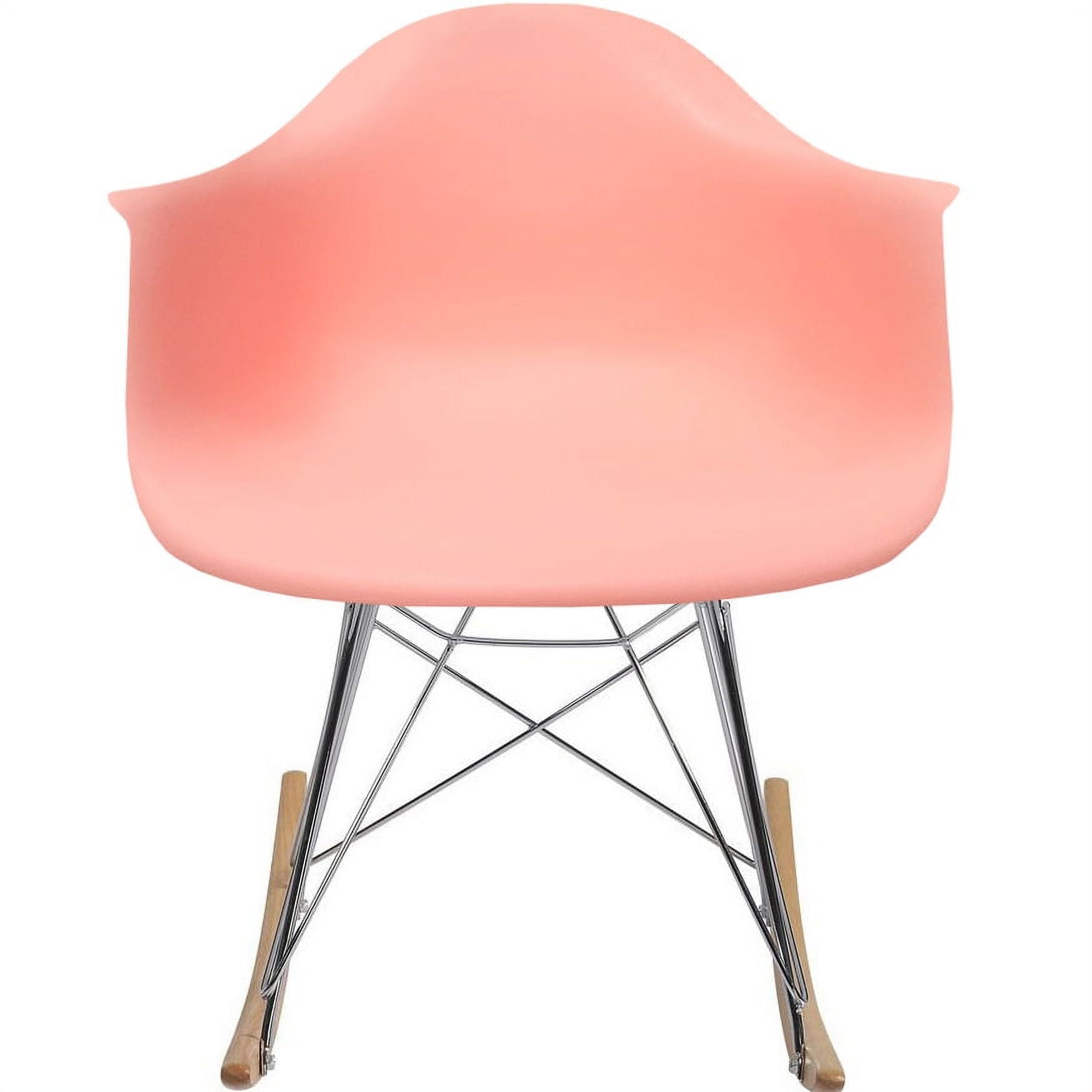 2xhome Pink Mid Century Modern Molded Shell Designer Plastic Rocking ...