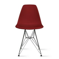 2xhome Red Desk Chair Mid Century Modern Contemporary Plastic Molded Shell Assembled Chair Chrome Wire Metal Eiffel Side Armless DSW for Work Office Dining Living Kitchen Bedroom, Set of 1, 1 piece