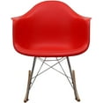 thumbnail image 1 of 2xhome Red Mid Century Molded Shell Designer Plastic Rocking Chair Chairs Armchair Arm Chair Patio Lounge Garden Living Room Rocker Decor DSW Chrome Eiffel, Set of 1, 1 piece, 1 of 2