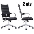 thumbnail image 1 of 2xhome Set of 2 - Black- Modern High Back Tall Ribbed PU Leather Swivel Tilt Adjustable Chair Designer Boss Executive Management Manager Office Conference Room Work Task Computer, 1 of 13