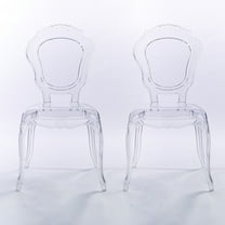 2xhome Set of 2 Clear Plastic Stackable Acrylic Ghost Chair Glam Modern Mid Century Contemporary No Arm Side Chair With Back Dining Accent Transparent Designer Desk Writing Office Bedroom Outdoor