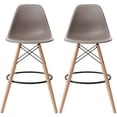 thumbnail image 1 of 2xhome Set of 2 Gray 28" Seat Height Modern Plastic Style Bar Stool Barstool Counter Stools with backs and armless Natural Legs Wood Eiffel Legs Dowel-Leg, 1 of 6